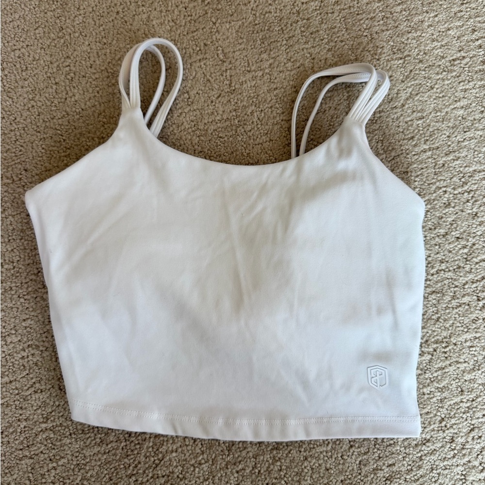 White Strappy Crop Tank Top - Brand Unspecified